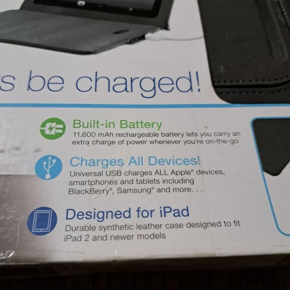 New Just in Case iPad Case with Built In Battery Rechargeable Power Case